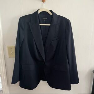 Talbots Plus Blazer 14W Navy Wool Blend Pinstripe Office Business Prep  Academia